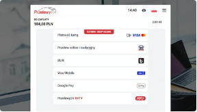 Przykładowy ekran wyboru metody płatności w Przelewy24